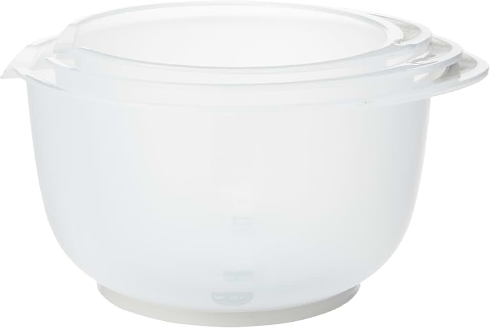 Chef Aid Rührschüssel-Set, 3-teilig - Kunststoffschüsseln 1,5 L, 2 L, 2,5 L, Stapelbar, Rutschfester Boden, Softgriff, Spülmaschinenfest zum Backen