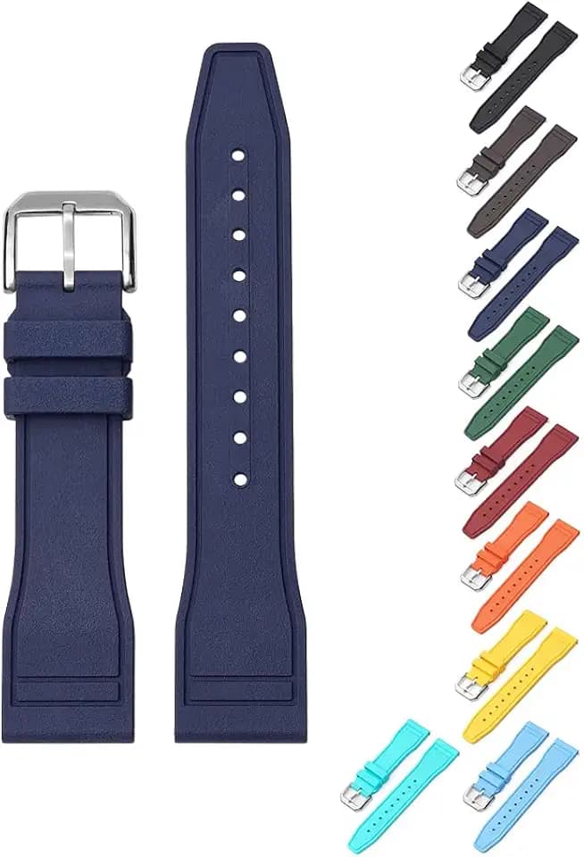Quick Release Rubber Band For IWC Pilot Portuguese Watches, Replacement Watch Band With Buckle For IWC Schaffhausen Pilot Watches FKM Rubber Watch Strap - Multiple Color
