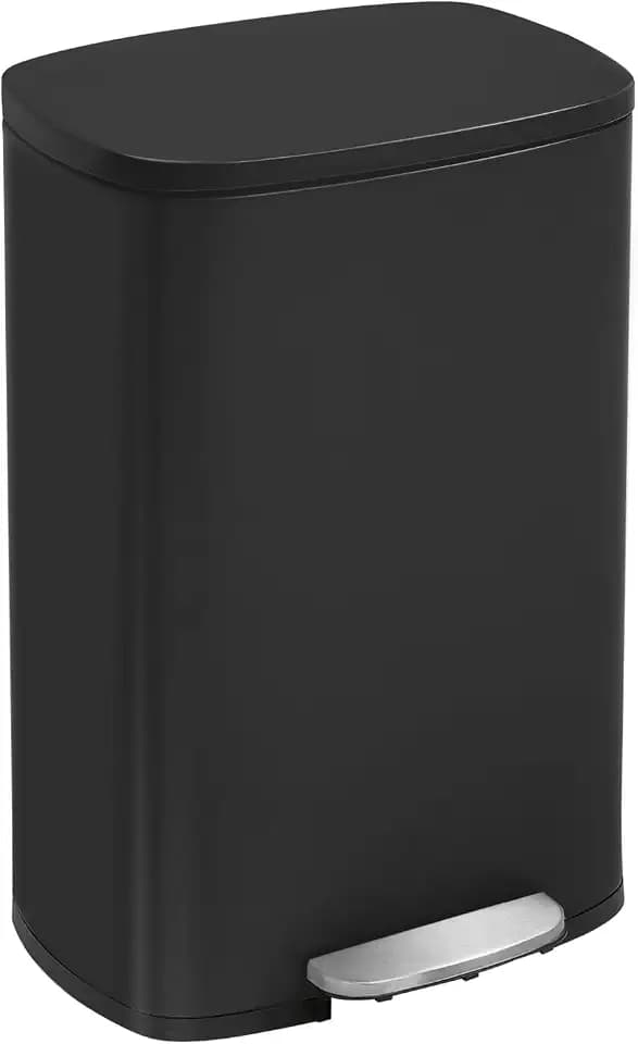 BestOffice 13 Gallon (50L) Trash Can with Lid Garbage Can Commercial Trash Can with Soft-Close Foot Pedal Fingerprint Proof Stainless Steel for Kitchen Home Office Bedroom Bathroom