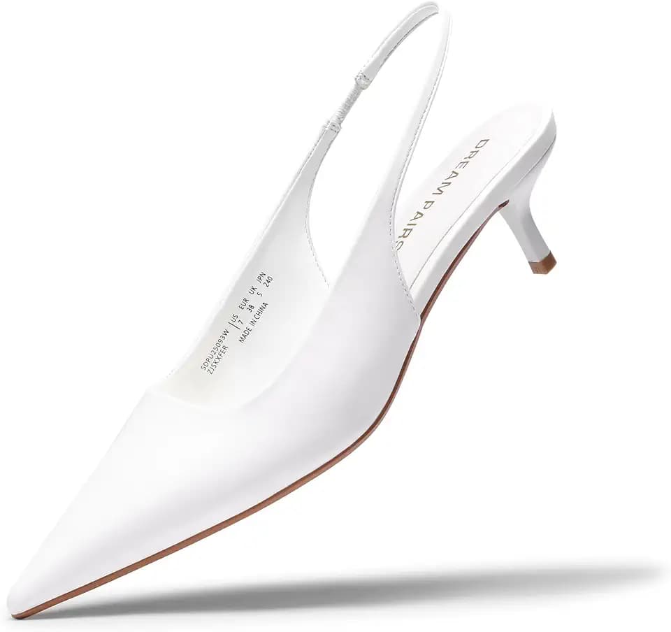 DREAM PAIRS Women's Pumps Kitten Slingback Low Closed Heels