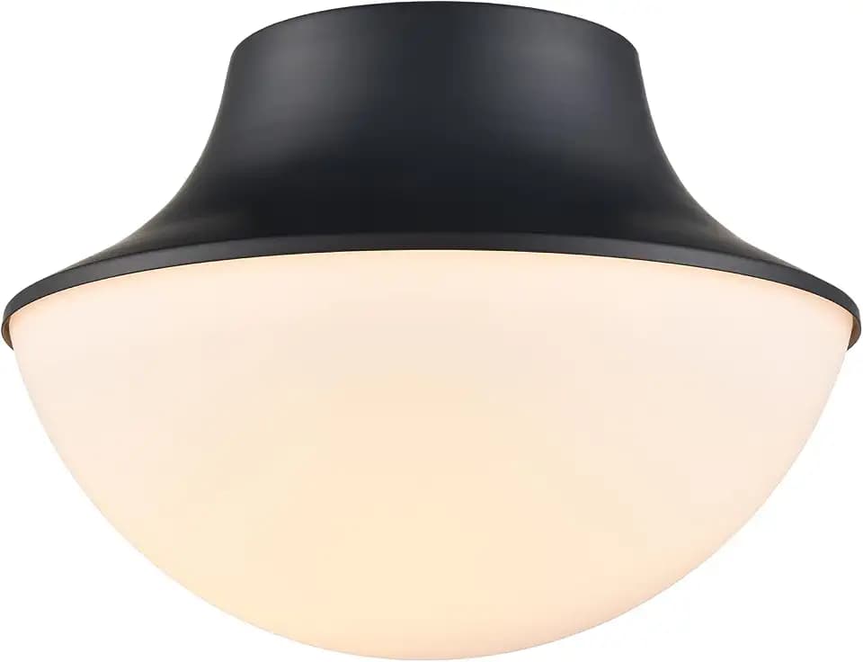 Modern Industrial Semi-Flush Ceiling Light, Matte Black