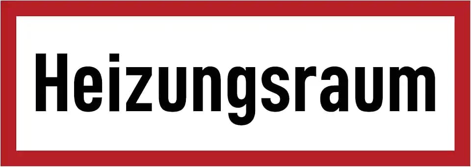 Aufkleber: 105x297 mm, 1 Stück - Heizungsraum - Brandschutzzeichen - Hinweisschild auf Brandschutzeinrichtung und Einsatzhinweise - DIN 4066 - D1