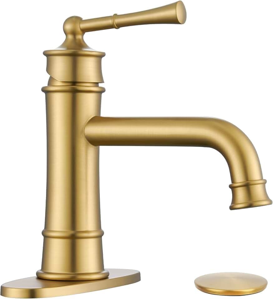 Single Hole Bathroom Faucet,Bathroom Sink Faucet 1hole,Gold Bathroom Faucet