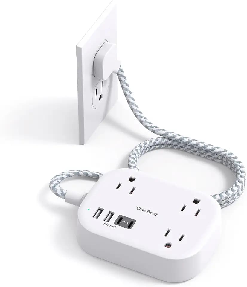 Cruise Essentials 2026,One Beat Travel Power Strip with USB C,Flat Plug 6ft