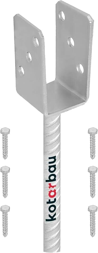 KOTARBAU® U Pfostenträger zum Einbetonieren - 51 mm - mit Riffeldolle - Pfostenanker für Zaunpfosten & Holzbalken - Pfostenschuh mit Betonanker - Balkenschuh - verzinkter Stahl - Silber