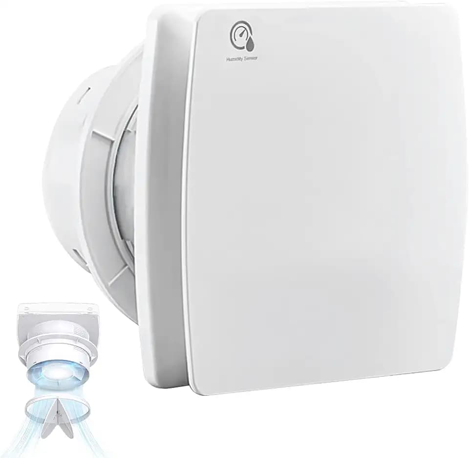Badlüfter 100mm mit Timer Feuchtigkeitssensor Rückstauklappe, ≤34db Leiser