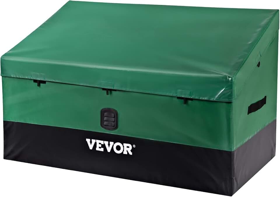 VEVOR 440L Aufbewahrungsbox für Außenbereich 122x63x75cm Auflagenbox aus PE-Plane auf industriellem Niveau Luftdurchlässig Kissenbox Truhe Gartenbox Ideal Pools Höfe Gärten Garagen,Grün & Schwarz,100