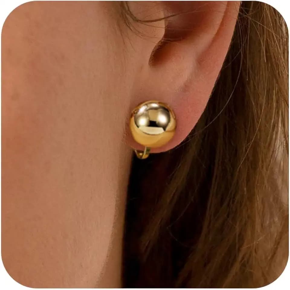 Awinesn Clip on Earrings for Women Gold Ball Earrings 14K Gold Silver Plated Ball Earrings Non Pierced Earrings for Women Jewelry for Her