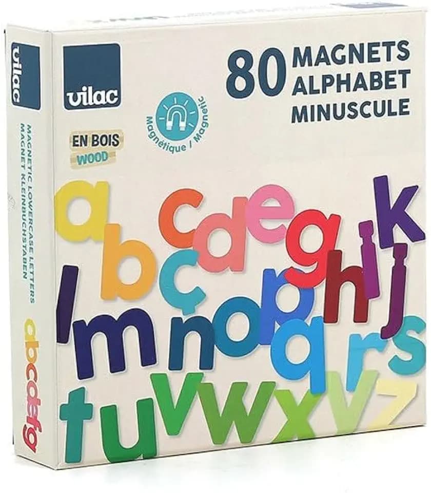 Magnete Alphabet Kleinbuchstaben 80 Teile aus Holz Spiel Kinder 3+