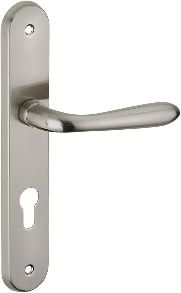THIRARD - Türgriff-Set Athena mit Zylinder, Vierkant 7 mm, Achsabstände 195 mm, vernickelt gebürstet