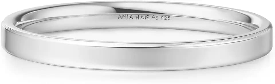 ANIA HAIE Damen Ring Sunny Sparkler 2mm Smooth aus 925 Sterling Silber, EUR Größe: 56, inkl. Geschenkverpackung