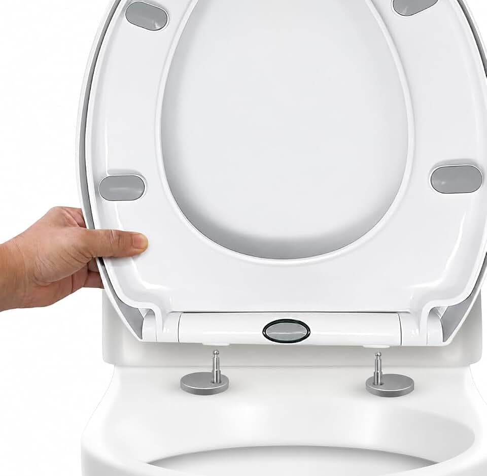 CUQOO WC Sitz Softclose Oval | Schnellverschluss | Klodeckel Weiß