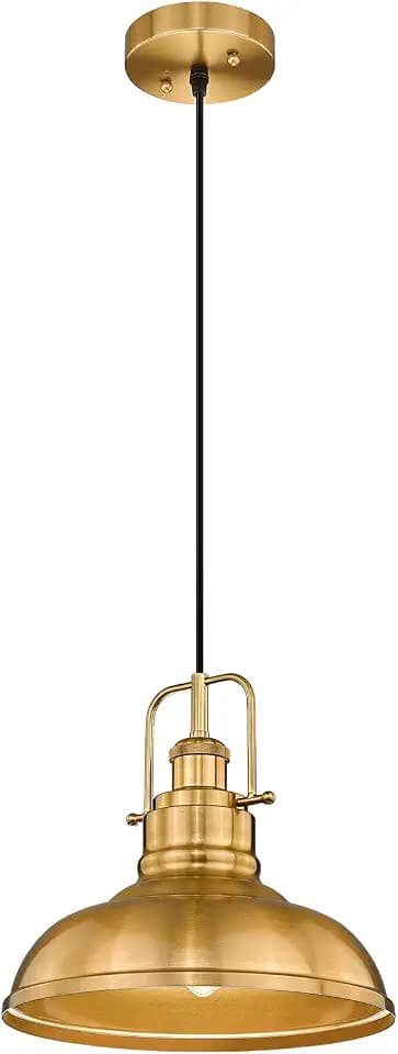 zeyu Farmhouse Pendant Lighting for Kitchen Island, 1-Light Industrial Hanging Pendant Light with Metal Dome Shade, Gold Finish, 016-1 BG