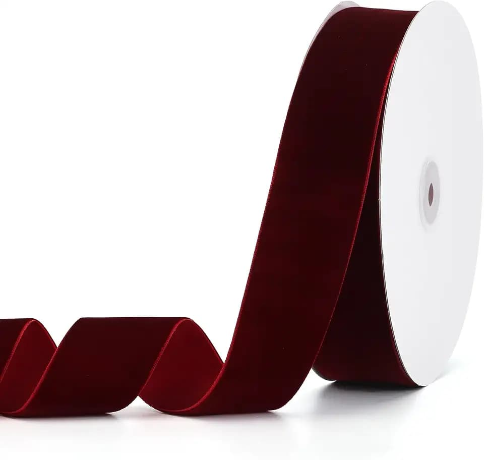 Burgundy Velvet Ribbon 2" x 20Yd,Great for Gift Wrapping,Hair Bows Making, Wreaths,Wedding and Christmas Party Decoration (Burgundy 2")