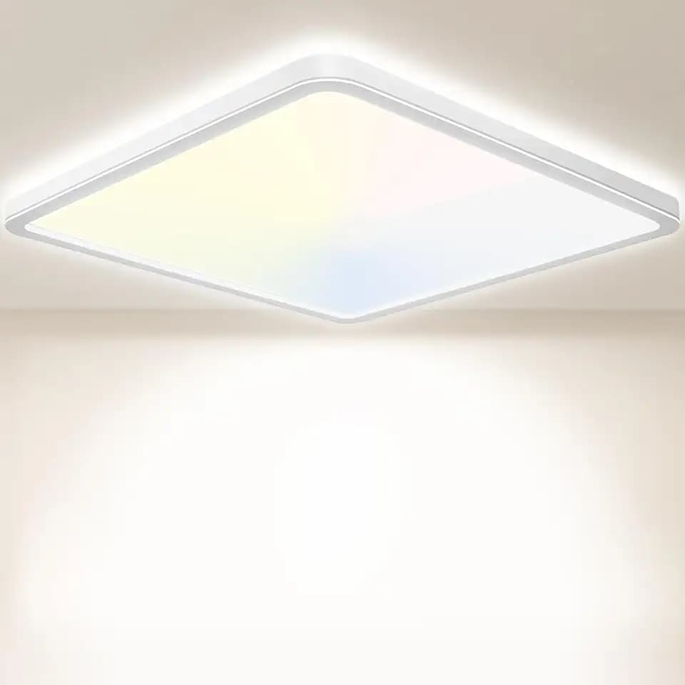 LED Deckenleuchte 24W 6000K/4000K/3000K, 3200LM IP54 Ultra Dünn Deckenlampe, Flach Quadrat Modern Badezimmer Lampe Küchenlampe für Flur Schlafzimmer Balkon Wohnzimmer Büro Küche Keller Ø29CM