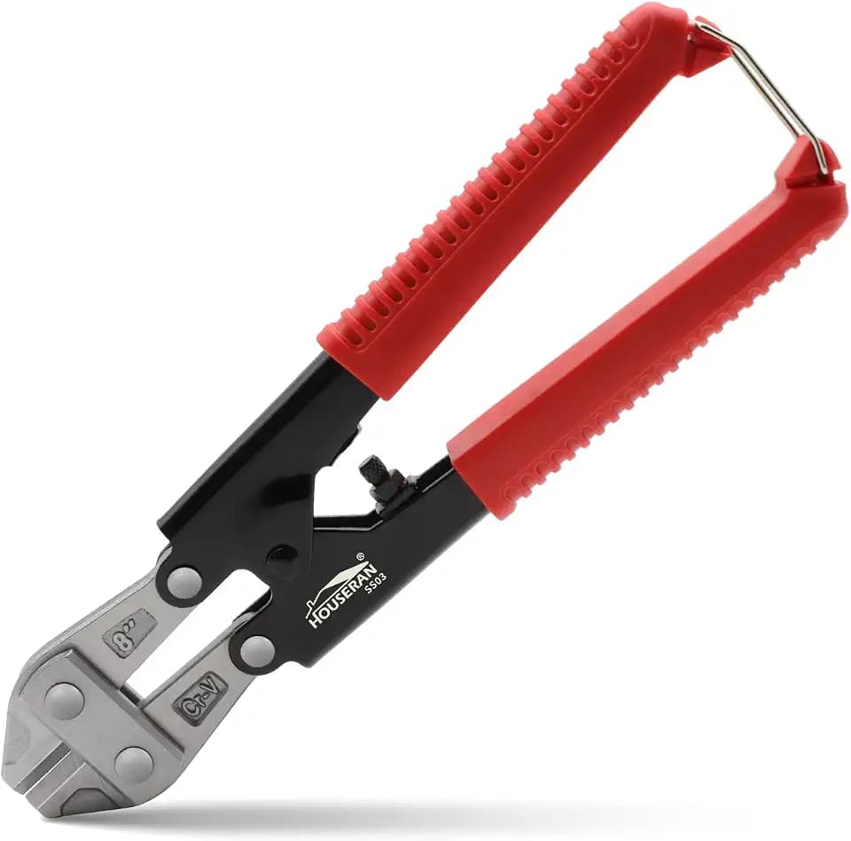 Bolt Cutter 8 inch CR-V, Mini Bolt Cutter Heavy Duty, Lock Cutter for Padlock, with Comfort Grip & Safety Lock, for Bolts, Steel Wires, Cables and Rivets