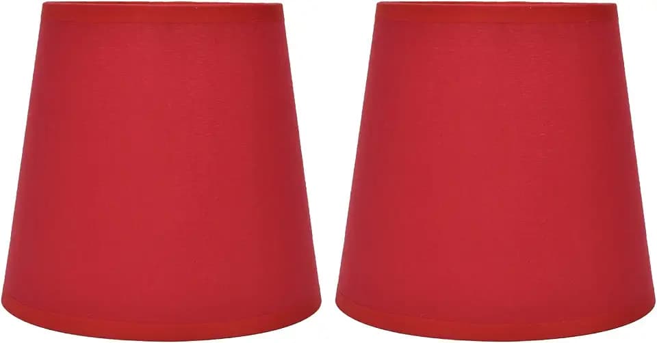 Kronleuchterschirme Lampenschirme 2er Set, Lampenschirm E14 Uno Fitter Bell Lampenschirme für Hängelampe Tischlampe Stehlampe Ersatz(Rot)