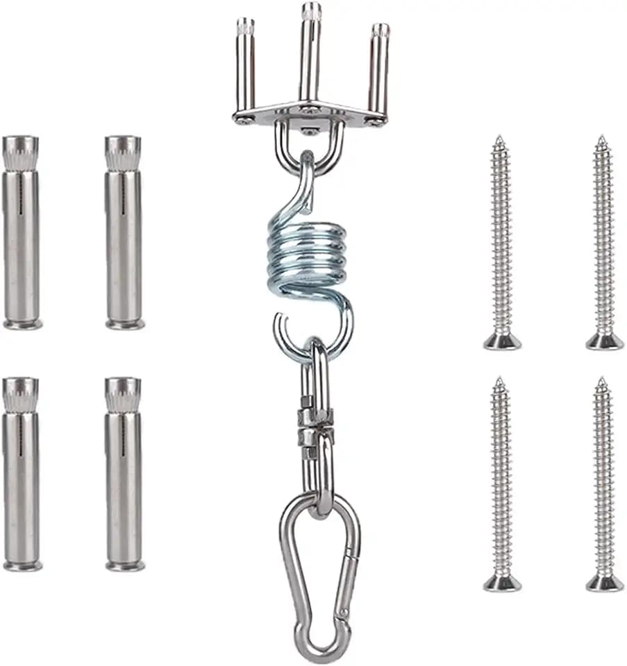 Deckenhaken Hängesessel,450KG 360° Drehen Deckenhaken Schaukel,Feder Hängesessel,Edelstahl Boxsack Halterung,für Hängesessel, Hängelampe, Hängematte, Sling Trainer