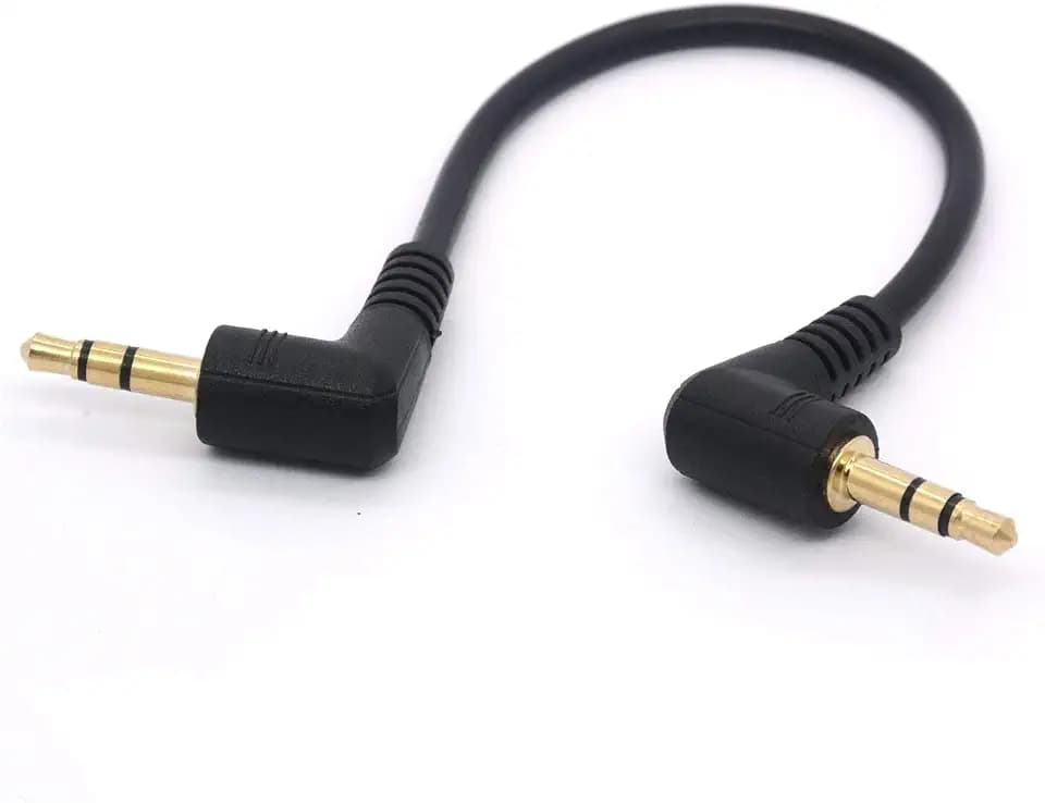 Short 3.5mm Right Angle Cable, Gold Plated 90 Degree