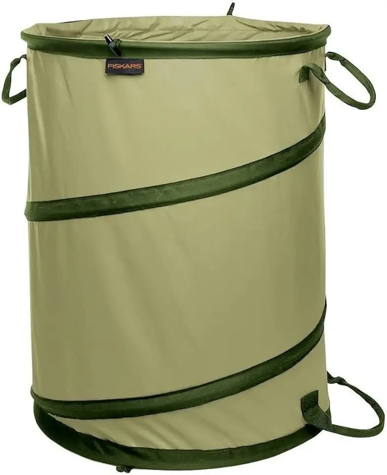 Fiskars Kangaroo Collapsible Garden Bag with Heavy Duty Hardshell Bottom for Leaf and Yard Waste, 30-Gallon Reusable Container for Lawn Care and Gardening
