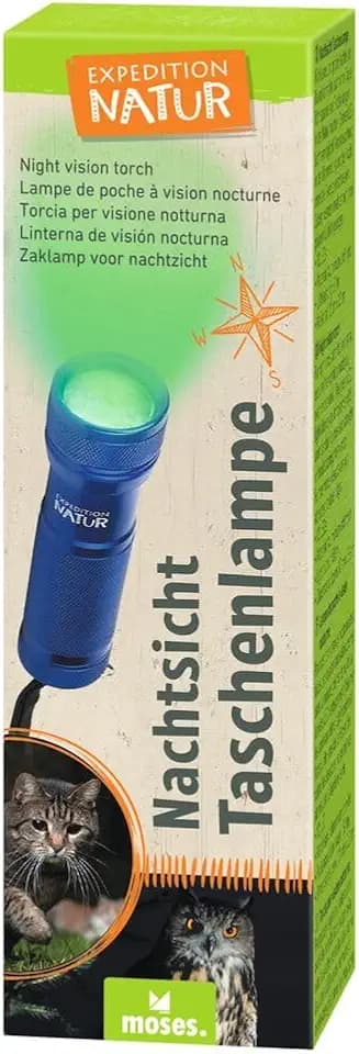 moses. Expedition Natur Nachtsicht-Taschenlampe, Outdoor-Lampe für Tierbeobachtungen, Kinder Taschenlampe mit grünem Licht, Aluminium Lampe 12 LEDs, perfekt Camping- und Ausflüge, 9854, Dunkelblau