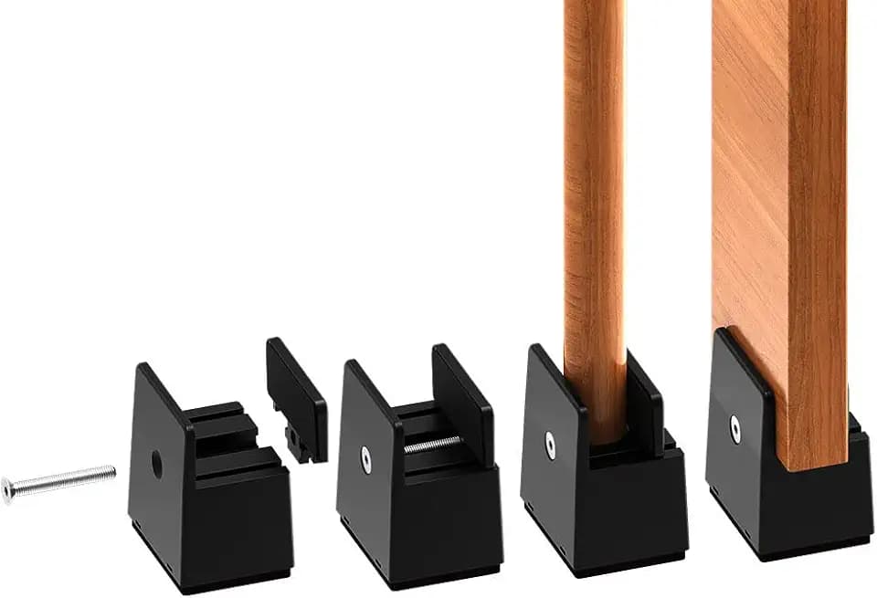 RCHYFEED Betterhöhung 2 Zoll Verstellbarer Schraubklemme, Möbelerhöhung 5 cm passend für Fußstärke des Bettes von 0 bis 1,5 Zoll, Robuste Betterhöher für Sofa Schreibtisch Schrank, 4 Stück
