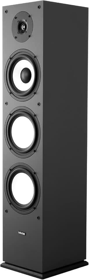 VEVOR Standlautsprecher, 2-Wege-System mit 2,54 cm Hochtöner, 16,51 cm Tieftöner, 200 W Spitzenleistung, 70 Hz–20 kHz Frequenzgang, Robustes MDF-Gehäuse, für Home-Audio, Einzeln