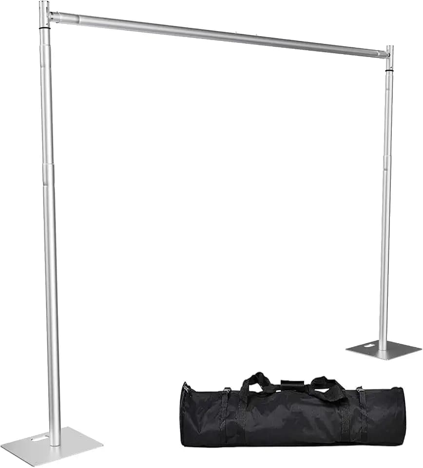 TOCRETOARE Heavy Duty Backdrop Stand, 10x10ft Pipe and Drape Backdrop Stand Kit with Adjustable Telescopic Poles Frame and Metal Base, Background Holder for Parties Wedding Birthday Photography Capacity of up to 22 lbs