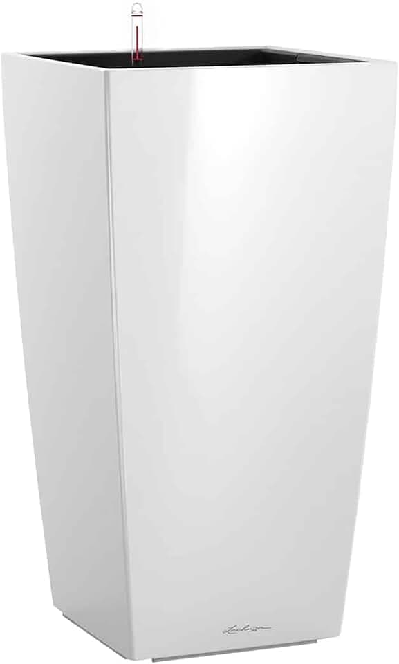 Lechuza-Gefäß mit Bewässerungssystem CUBICO Premium 30 weiß Hochglanz
