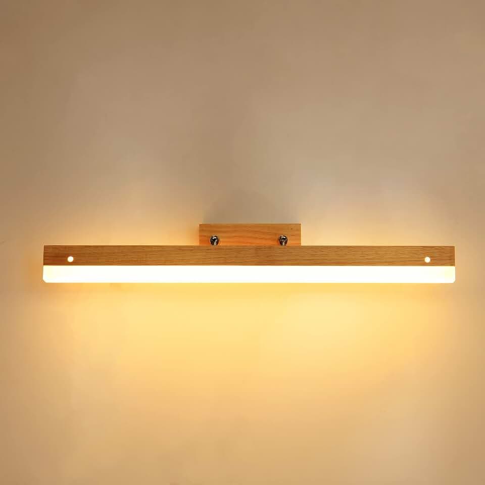 LED spiegelleuchte bad Holz LED Wandlampe spiegellampe Badezimmer lampe wand 9W 60CM 720LM IP44 Wandleuchte innen Warmweiß 3000K Schminklicht Flurwandleuchte Badezimmer beleuchtung