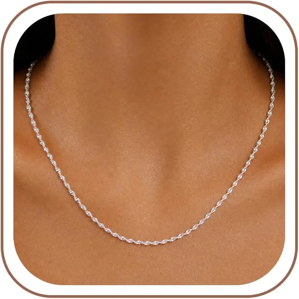 S925 Sterling Silver Chain for Women 2mm Twisted Chain Necklace