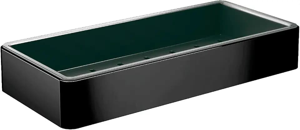 Emco Loft Schwammkorb zum Schrauben, hochwertige Duschablage aus Aluminium mit herausnehmbarem Kunststoffeinsatz, Duschkorb für Badutensilien, schwarz matt