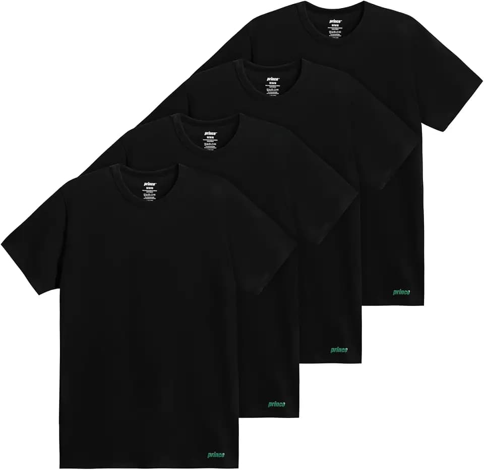 Prince Men's 4-Pack Cotton Crew Neck T-Shirt, Soft Cotton, Tag-Free