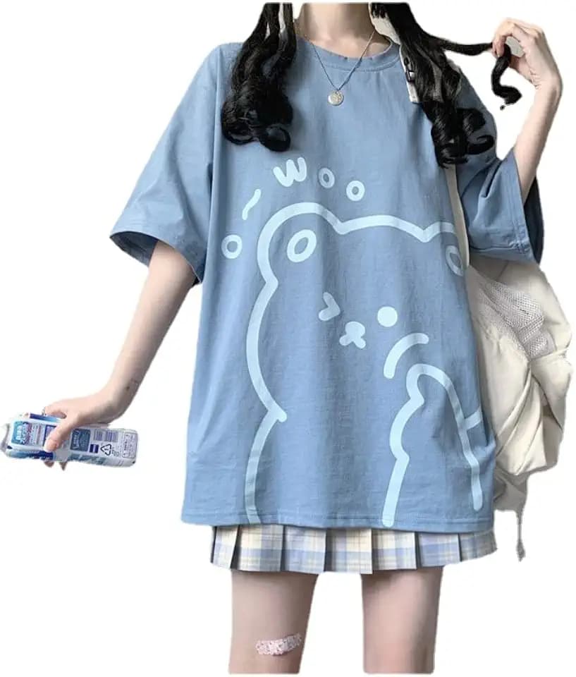 Womens Kawaii Shirt Aesthetic Shirts Harajuku Japanese Streetwear Cutecore Bear Graphic Tees Oversized T Shirts