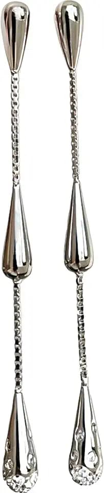 Teardrop Tassel Earrings for Women 14K Gold Plated CZ Dangle Drop Cascading