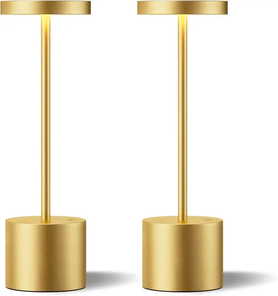 Cordless Rechargeable Table Lamp, 4000mAh Battery Operated, Light Gold, 2
