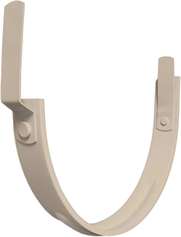 Halfround Gutter Hanger - Aluminum - Powder Coated to Match Gutter Coil Color - 6" and 8" Gutter - Works on Straight and Slanted Fascia (8" Halfround) (Cream, 8 inch)