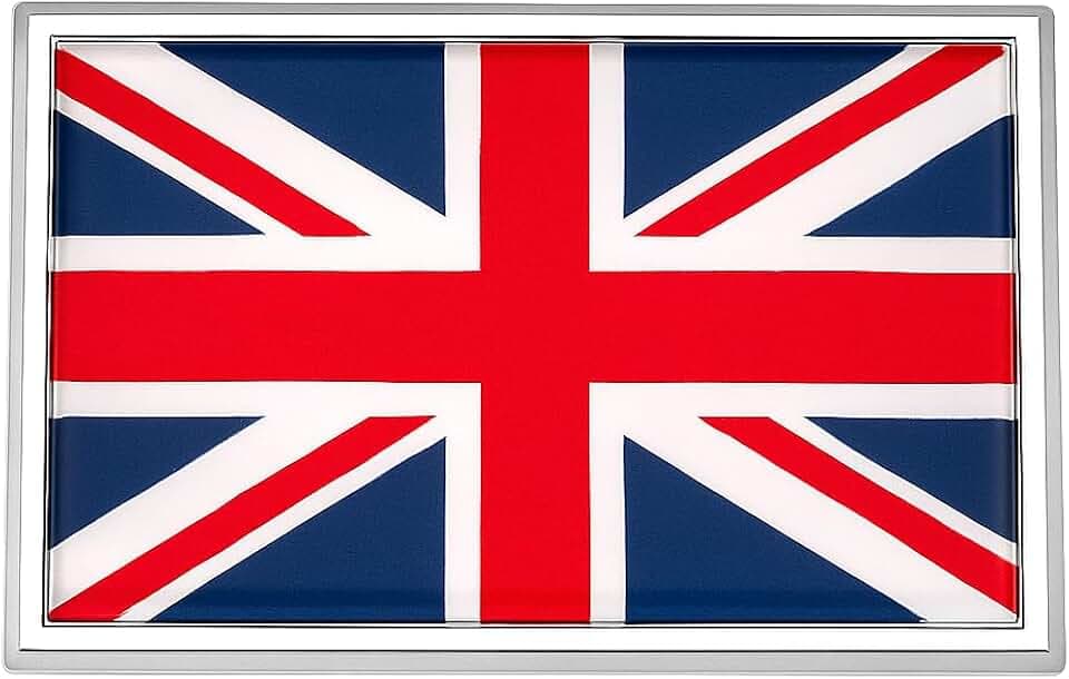 Shine On Union Jack Flag (United Kingdom/Great Britain) Chrome Car Emblem | All Metal Auto Badge Sticker