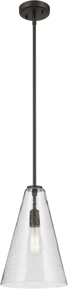Kichler Everly Cone Pendant Light, Seeded Glass, Olde Bronze