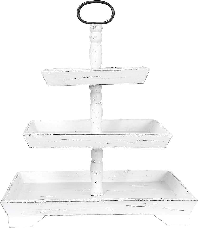Creative Co-Op Decorative 3 Tier Tray, White