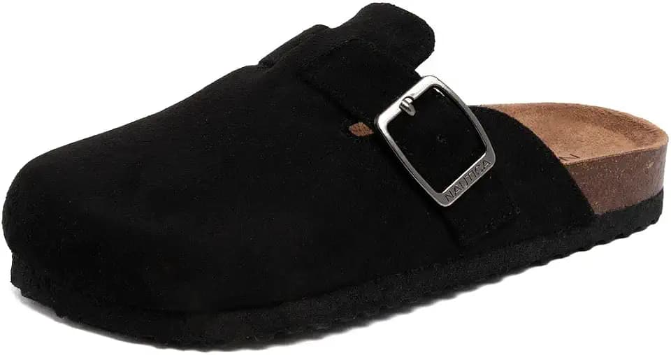 Nautica Youth Boys and Girls Clog Slip On Sandals, Adjustable Buckle Strap Comfort Slides, Cushioned Cork Footbed, Closed Toe Casual Mule Shoes for Indoor & Outdoor Wear