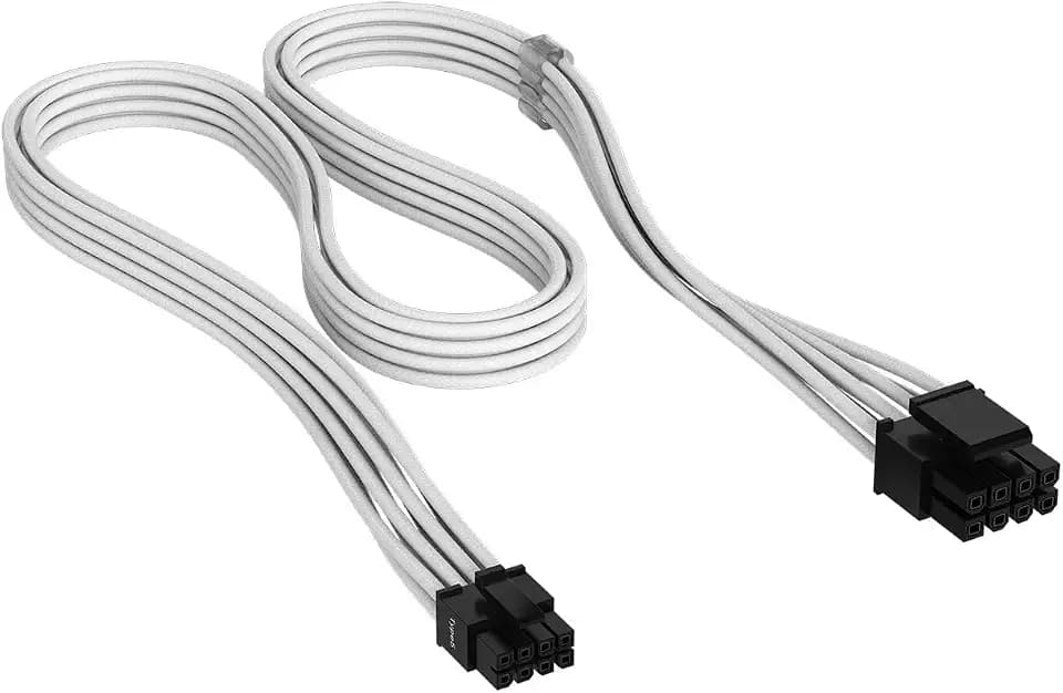 CORSAIR Elite Premium Typ 5 Einzeln Ummantelten EPS/ATX12V (4+4) 8-Poliges Netzteilkabel – Flache Kabelkämme, Dreilagiges Mesh-Paracord-Design, Kompatibel mit Corsair-Netzteilen vom Typ 5 – Weiß