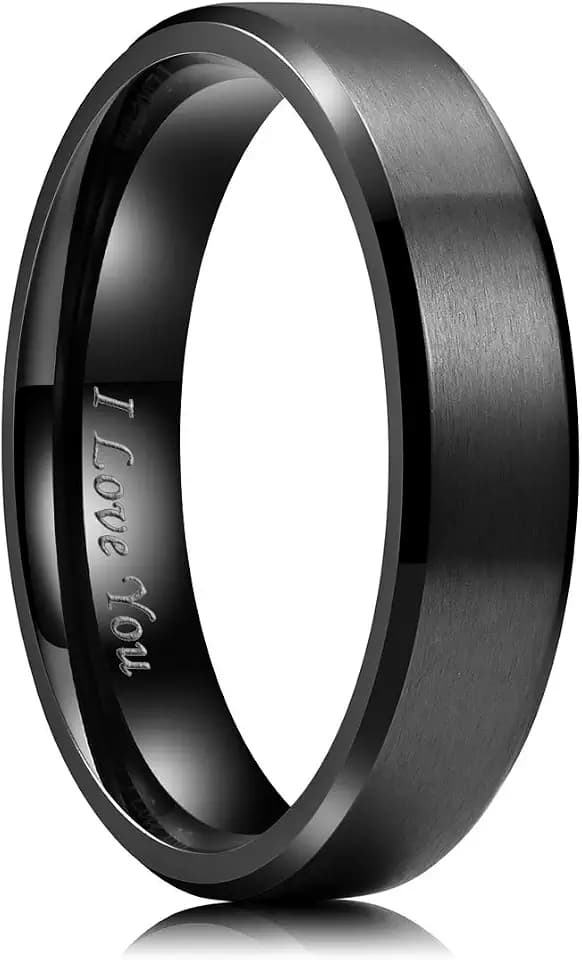 King Will 316L Stainless Steel Wedding Ring for Men Women Laser I Love You