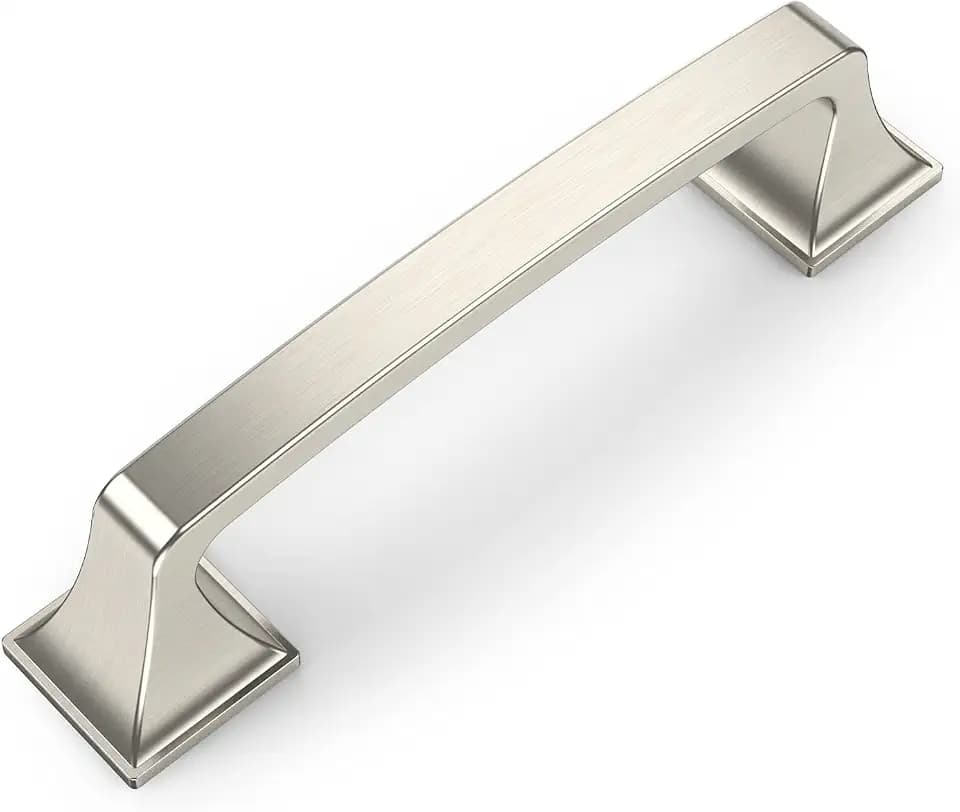 Amerdeco 10 Pack Kitchen Cabinet Handles Brushed Satin Nickel Cabinet Pulls 3.75 Inch(96mm) Hole Center Cabinet Hardware for Bathroom Drawer Pulls Dresser Pulls