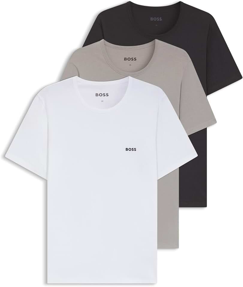 BOSS Herren TShirtRN 3P Classic Dreierpack T-Shirts aus Baumwolle mit Logo-Stickerei