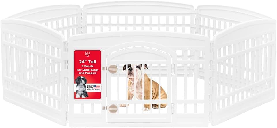 IRIS USA 6-Panel Dog Playpen, Pet Enclosure, White