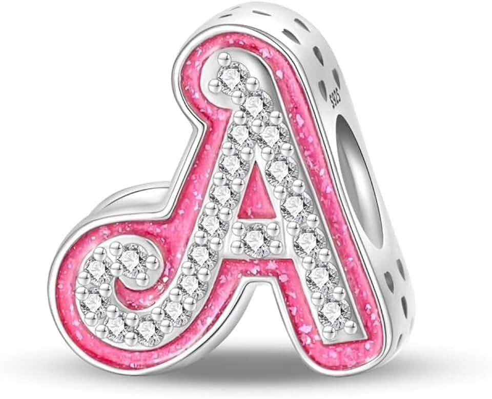 Pandach Damen Charm Anhänger Buchstabe für Armband 925 Sterling Silber Charms Beads passend für Armband und Halskette, Kompatibel mit Europäischen Armbändern für Frauen Mädchen