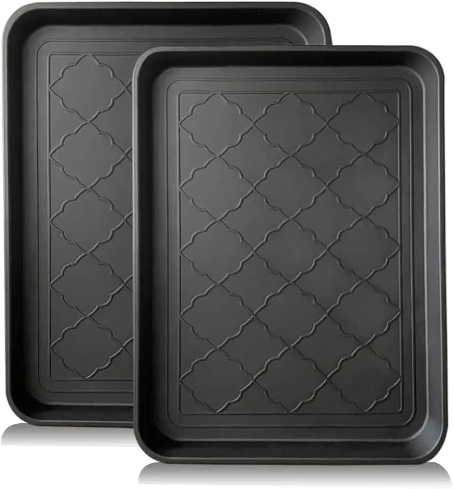 PetLike Boot Tray for Entryway Indoor, Pet Food Mat, 16.7 x 12.8 inch 2 Packs, Waterproof Shoe Tray for Indoor and Outdoor, Multi-Purpose Traysfor Boots, Shoes, Pets, Garden