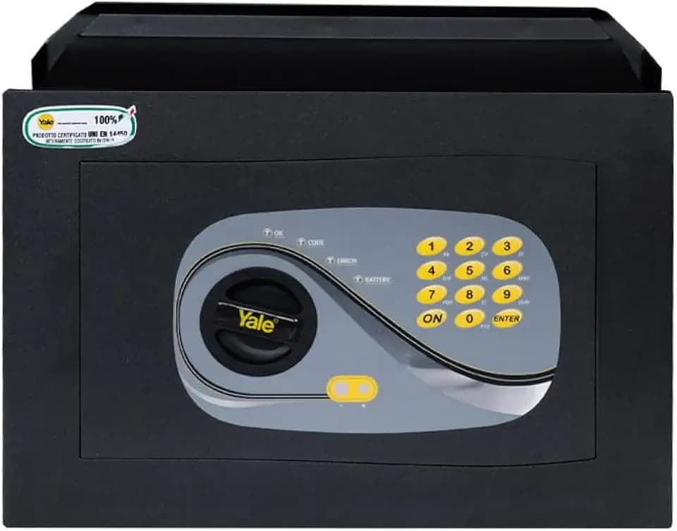 Yale Digitaler Wandtresor Y3260425 Schwarz mit elektronischem Zahlenschloss, 39x27x24 cm, 25 L, aus gehärtetem Stahl mit Manganplatte, sicherer Einbautresor für Zuhause und Büro