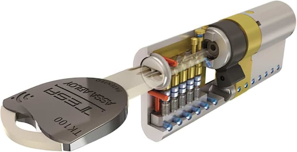 TESA TK153535N Europrofilzylinder TK100, 35 x 35 mm, vernickelt, für Europrofil-Schlösser an Wohn- und Gewerbetüren, einfache Montage von außen mit nur einer Schraube